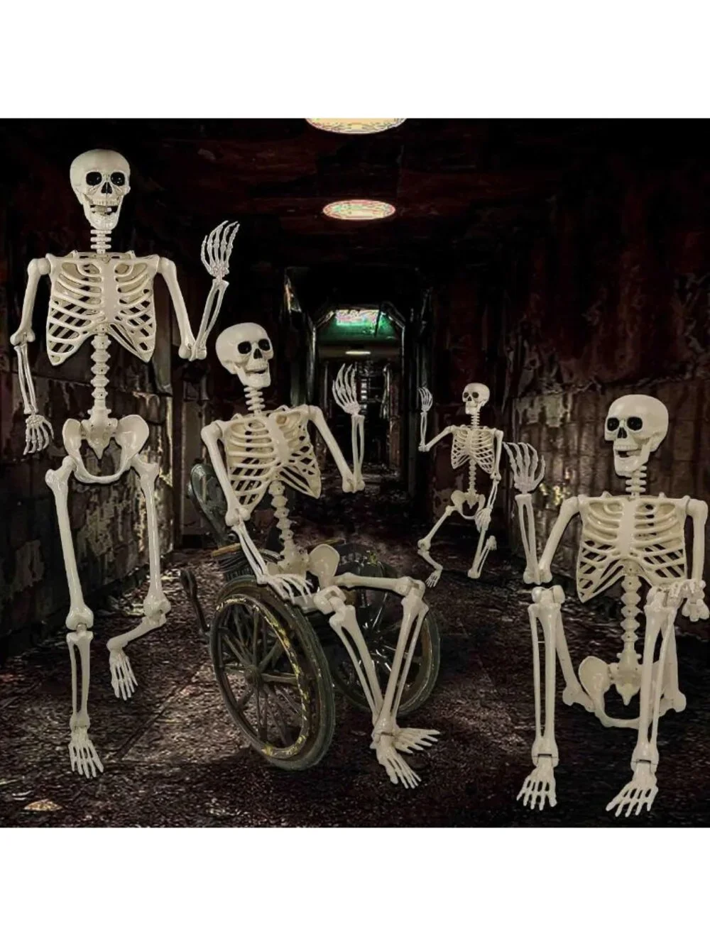 2 Pack 5.4ft Life Size Halloween Skeletons - Realistic Posable Outdoor Decor